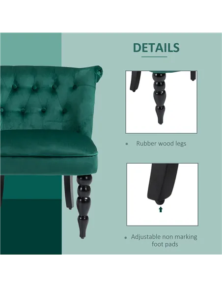 HOMCOM Velvet Accent Chair, Button Tufted Wingback Chair, Dark Green 839-010V70GN