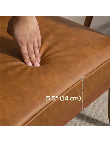 HOMCOM Retro-Style Accent Chair, Armchair with Faux Leather Seat, Brown 833-664V72BN