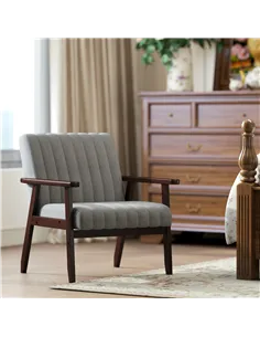 HOMCOM Mid Century Accent Chair, with Wooden Legs - Grey 2