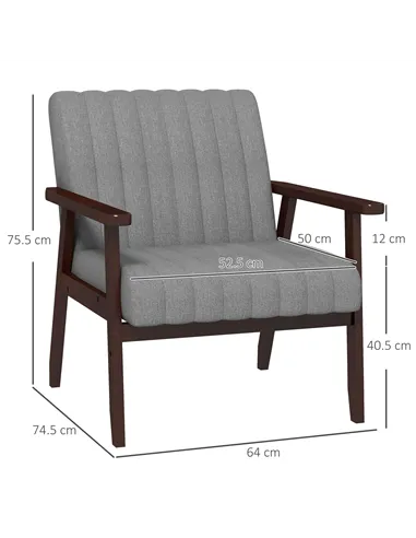 HOMCOM Modern Armchair, Fabric Accent Chair, Grey 839-916V70GY