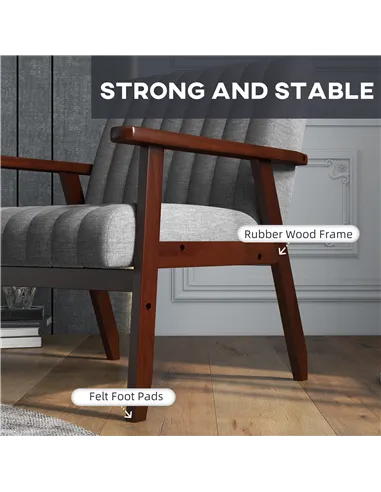 HOMCOM Modern Armchair, Fabric Accent Chair, Grey 839-916V70GY