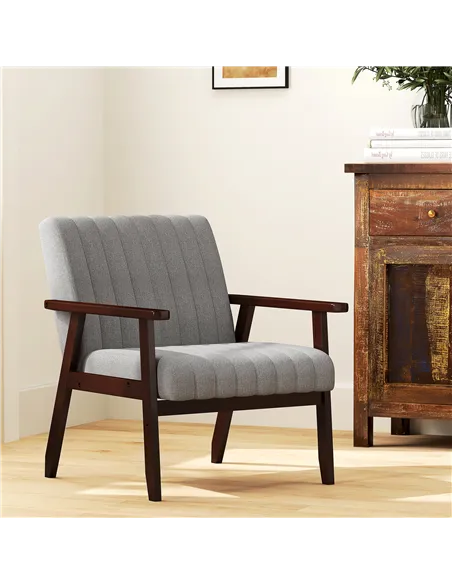 HOMCOM Modern Armchair, Fabric Accent Chair, Grey 839-916V70GY