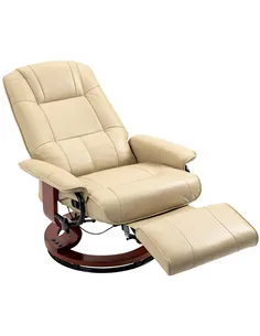 HOMCOM Reclining Swivel Chair, with Footrest - Cream White