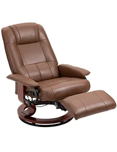 HOMCOM Faux Leather Armchair, with 145° Reclining Back and Footrest - Brown