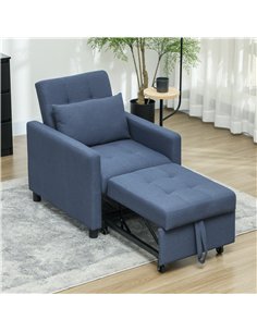 HOMCOM 3-In-1 Chair Bed, Convertible Sleeper Chair with Adjustable Backrest, Pillow and Footrest for Living Room, Blue 2
