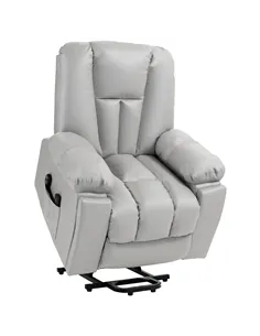 HOMCOM Leathaire Eight Massage Point Armchair, with Reclining Back - Light Grey