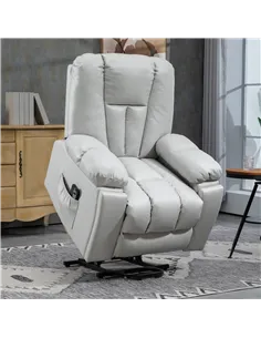HOMCOM Leathaire Eight Massage Point Armchair, with Reclining Back - Light Grey 2