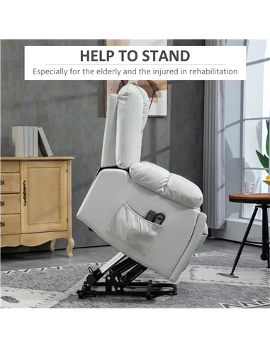 HOMCOM Lift Chair, Riser and Recliner Chair with Vibration Massage, Light Grey 713-159V70LG