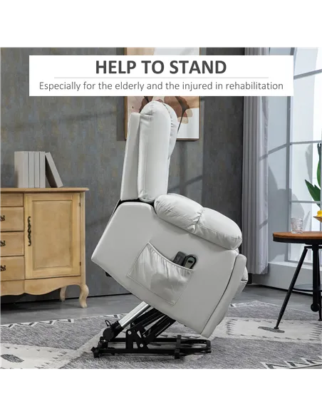 HOMCOM Lift Chair, Riser and Recliner Chair with Vibration Massage, Light Grey 713-159V70LG