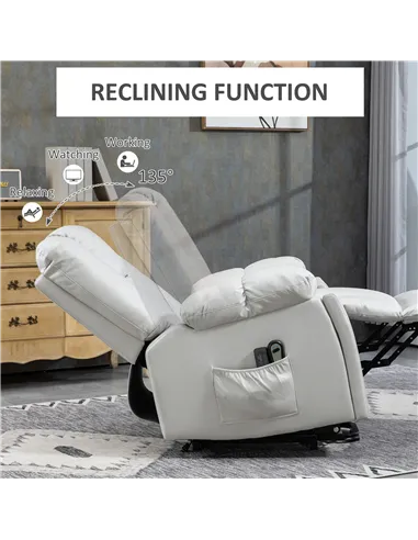 HOMCOM Lift Chair, Riser and Recliner Chair with Vibration Massage, Light Grey 713-159V70LG