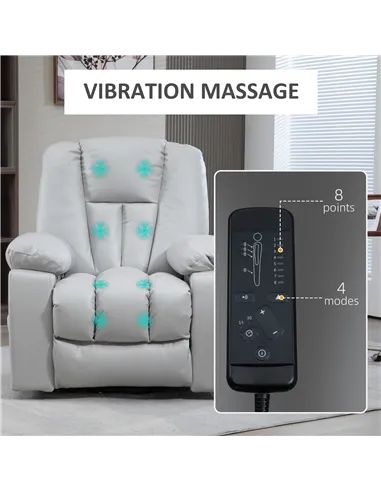 HOMCOM Lift Chair, Riser and Recliner Chair with Vibration Massage, Light Grey 713-159V70LG