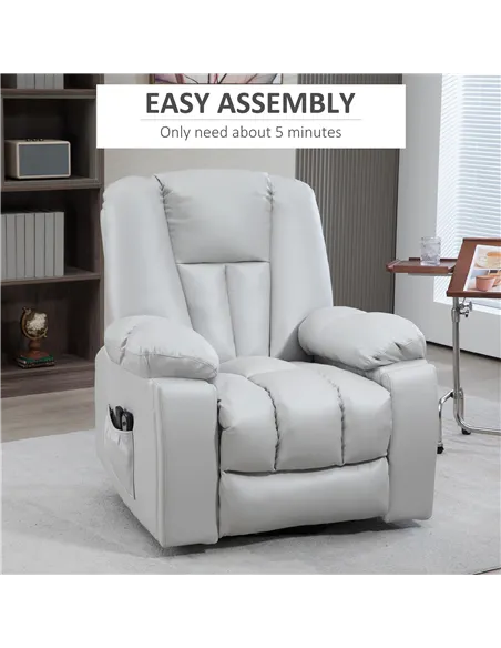 HOMCOM Lift Chair, Riser and Recliner Chair with Vibration Massage, Light Grey 713-159V70LG