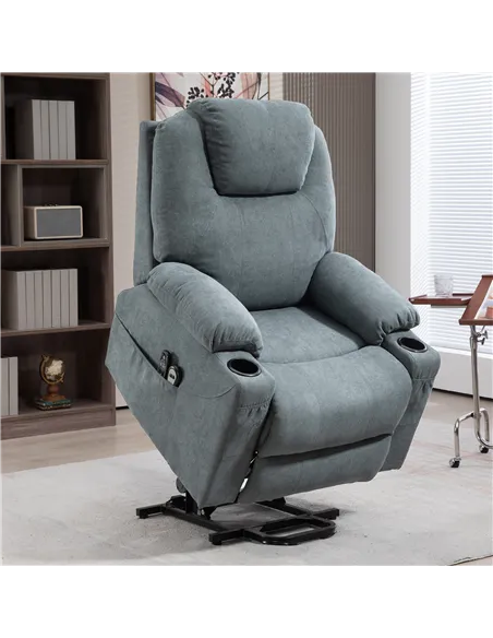 HOMCOM Lift Chair, Riser and Recliner Chair with Vibration Massage, Charcoal Grey 713-158V70CG