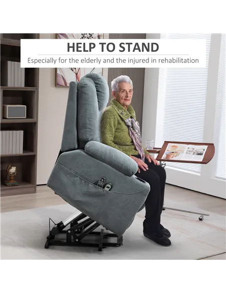 HOMCOM Lift Chair, Riser and Recliner Chair with Vibration Massage, Charcoal Grey 713-158V70CG