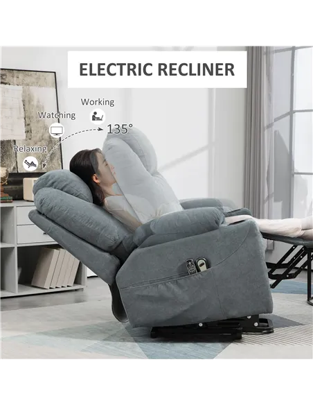 HOMCOM Lift Chair, Riser and Recliner Chair with Vibration Massage, Charcoal Grey 713-158V70CG