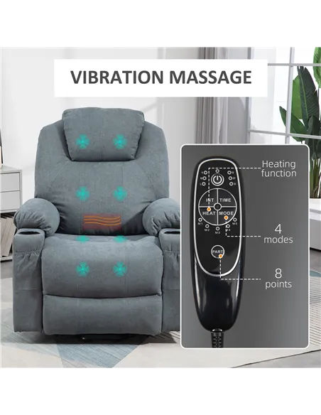 HOMCOM Lift Chair, Riser and Recliner Chair with Vibration Massage, Charcoal Grey 713-158V70CG