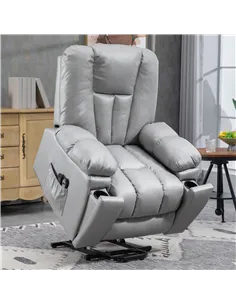 HOMCOM Leathaire Eight Massage Point Armchair, with Reclining Back - Charcoal Grey 2