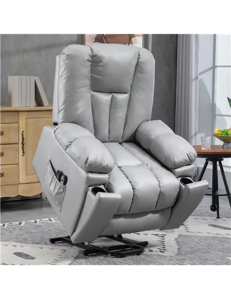 HOMCOM Lift Chair, Riser and Recliner Chair with Vibration Massage, Charcoal Grey 713-159V70CG