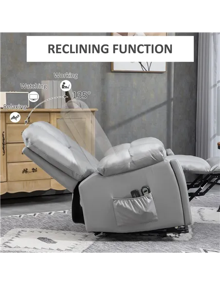 HOMCOM Lift Chair, Riser and Recliner Chair with Vibration Massage, Charcoal Grey 713-159V70CG