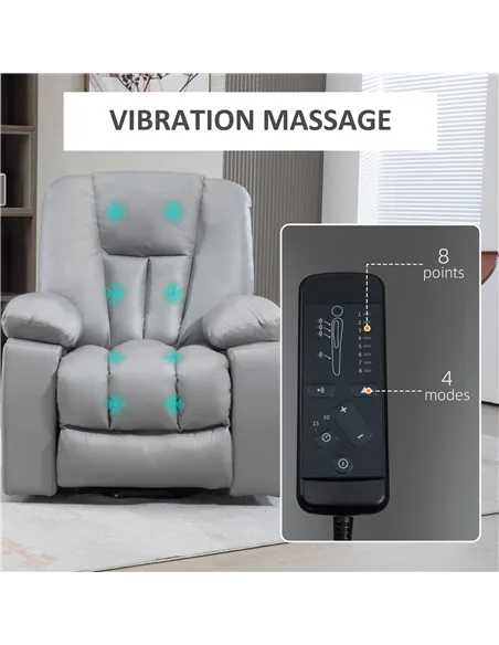 HOMCOM Lift Chair, Riser and Recliner Chair with Vibration Massage, Charcoal Grey 713-159V70CG