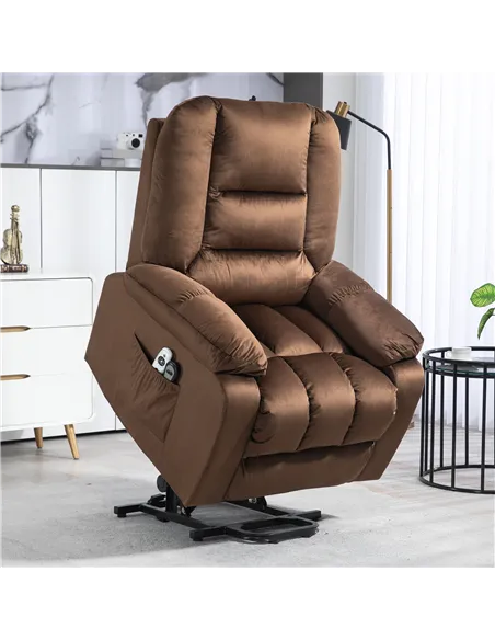 HOMCOM Lift Chair, Electric Riser and Recliner Chair, Brown 713-160V70DR