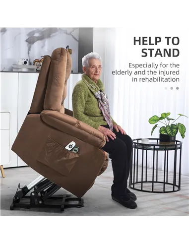 HOMCOM Lift Chair, Electric Riser and Recliner Chair, Brown 713-160V70DR