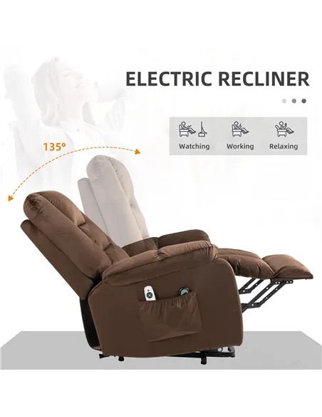 HOMCOM Lift Chair, Electric Riser and Recliner Chair, Brown 713-160V70DR