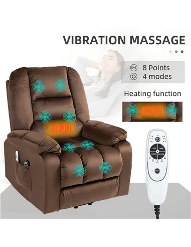 HOMCOM Lift Chair, Electric Riser and Recliner Chair, Brown 713-160V70DR