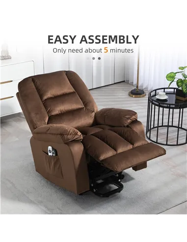 HOMCOM Lift Chair, Electric Riser and Recliner Chair, Brown 713-160V70DR