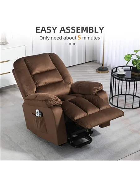 HOMCOM Lift Chair, Electric Riser and Recliner Chair, Brown 713-160V70DR