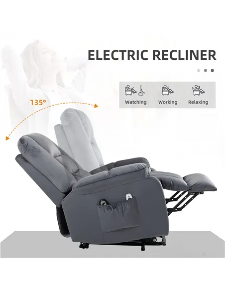 HOMCOM Lift Chair, Electric Riser and Recliner Chair, Grey 713-160V70GY