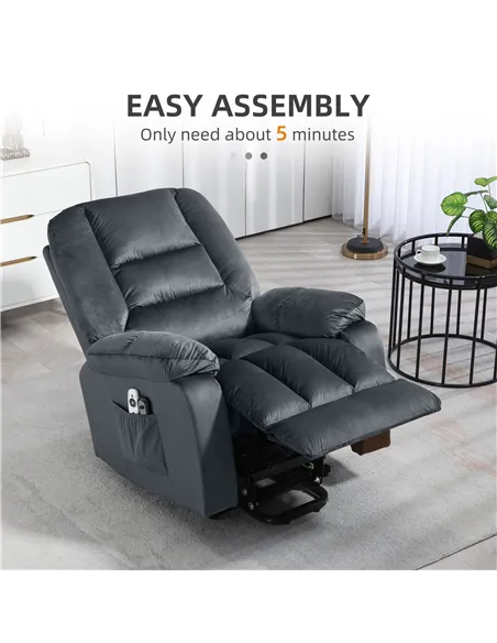 HOMCOM Lift Chair, Electric Riser and Recliner Chair, Grey 713-160V70GY