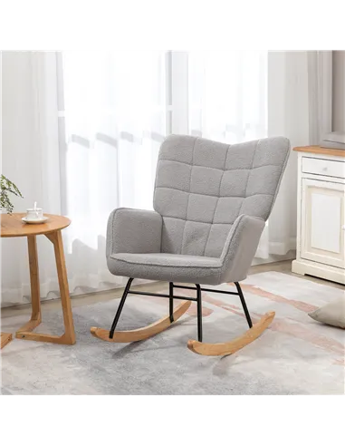 HOMCOM Berber Fleece Nursery Glider Rocker for Nursing, Light Grey 839-613V70LG