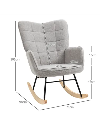 HOMCOM Berber Fleece Nursery Glider Rocker for Nursing, Light Grey 839-613V70LG