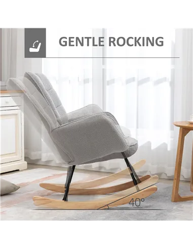 HOMCOM Berber Fleece Nursery Glider Rocker for Nursing, Light Grey 839-613V70LG