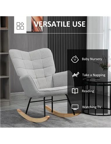 HOMCOM Berber Fleece Nursery Glider Rocker for Nursing, Light Grey 839-613V70LG