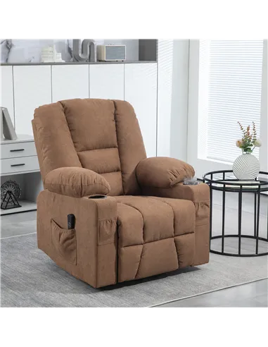 HOMCOM Oversized Riser and Recliner Chairs for the Elderly, Brown 713-124V70BN