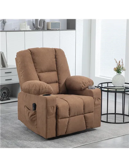 HOMCOM Oversized Riser and Recliner Chairs for the Elderly, Brown 713-124V70BN