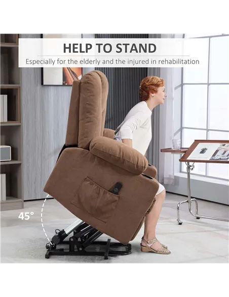 HOMCOM Oversized Riser and Recliner Chairs for the Elderly, Brown 713-124V70BN