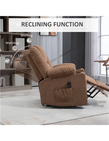 HOMCOM Oversized Riser and Recliner Chairs for the Elderly, Brown 713-124V70BN