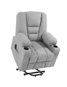 HOMCOM Oversized Riser and Recliner Chairs for the Elderly, Fabric Upholstered Lift Chair for Living Room with Remote Control, S