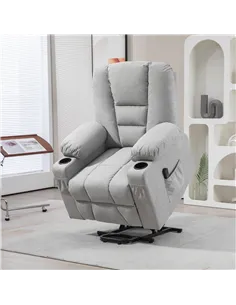 HOMCOM Oversized Riser and Recliner Chairs for the Elderly, Fabric Upholstered Lift Chair for Living Room with Remote Control, S 2