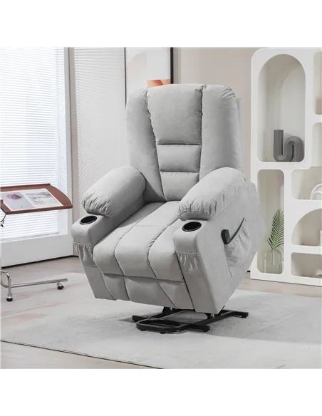 HOMCOM Oversized Riser and Recliner Chairs for the Elderly, Light Grey 713-124V70LG