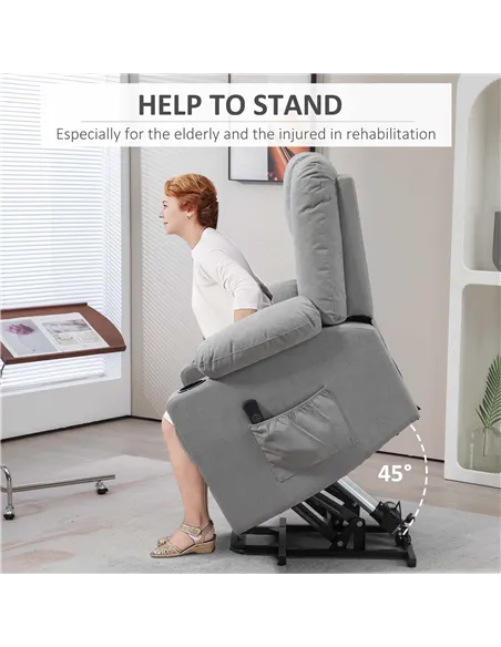 HOMCOM Oversized Riser and Recliner Chairs for the Elderly, Light Grey 713-124V70LG