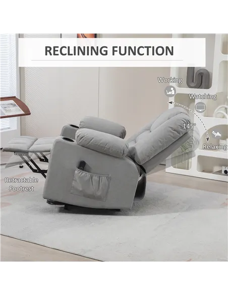 HOMCOM Oversized Riser and Recliner Chairs for the Elderly, Light Grey 713-124V70LG
