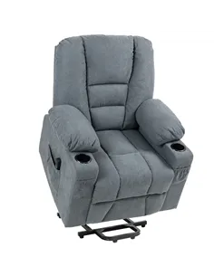 HOMCOM Oversized Riser and Recliner Chairs for the Elderly, Fabric Upholstered Lift Chair for Living Room with Remote Control, S