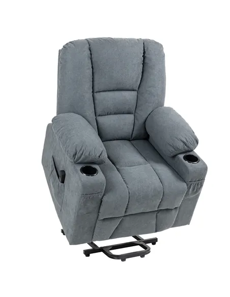 HOMCOM Oversized Riser and Recliner Chairs for the Elderly, Fabric Upholstered Lift Chair for Living Room with Remote Control, S