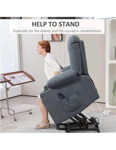 HOMCOM Oversized Riser and Recliner Chairs for the Elderly, Grey 713-124V70GY