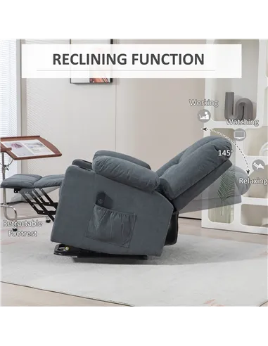 HOMCOM Oversized Riser and Recliner Chairs for the Elderly, Grey 713-124V70GY