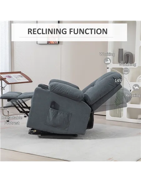 HOMCOM Oversized Riser and Recliner Chairs for the Elderly, Grey 713-124V70GY